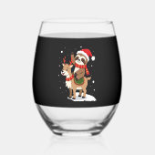 Alpaca Sloth Christmas (2) Wijnglas Zonder Voet (Voorkant)