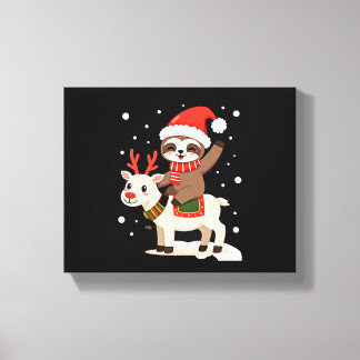 Alpaca Sloth Christmas (3) Canvas Afdruk