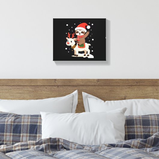 Alpaca Sloth Christmas (3) Canvas Afdruk (Insitu (Slaapkamer))