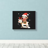 Alpaca Sloth Christmas (3) Canvas Afdruk (Insitu (Houten vloer))