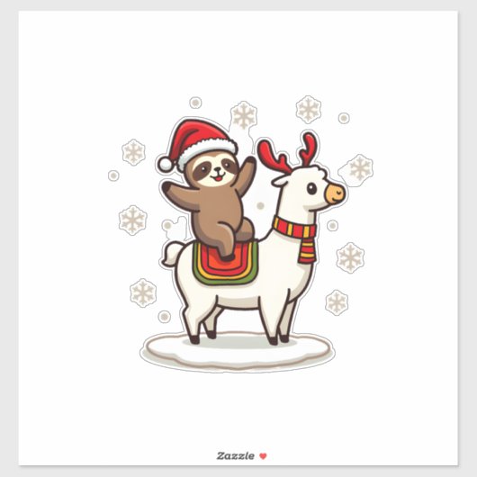 Alpaca Sloth Christmas (3) Sticker (Vel)