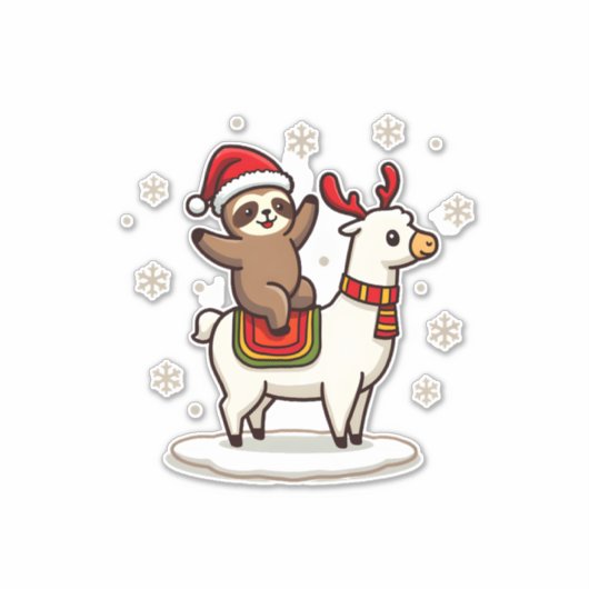 Alpaca Sloth Christmas (3) Sticker (Voorkant)