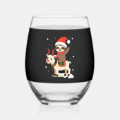 Alpaca Sloth Christmas (3) Wijnglas Zonder Voet (Voorkant)