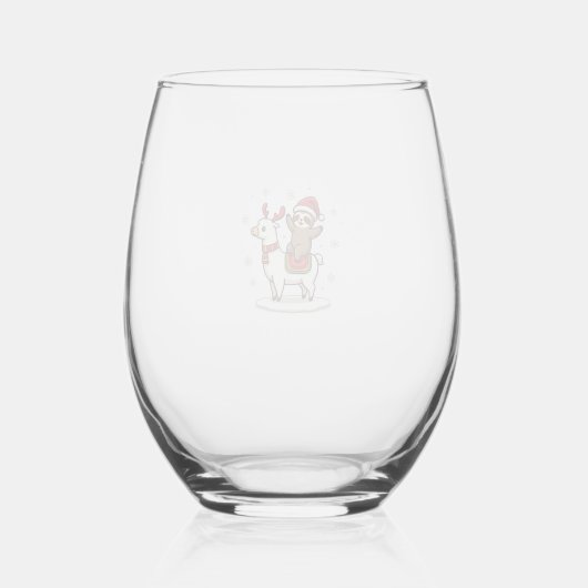 Alpaca Sloth Christmas (3) Wijnglas Zonder Voet (Achterkant)