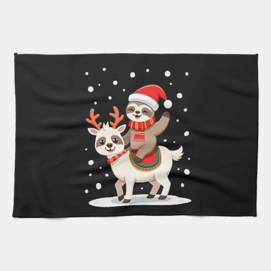 Alpaca Sloth Christmas (4) Theedoek (Horizontaal)