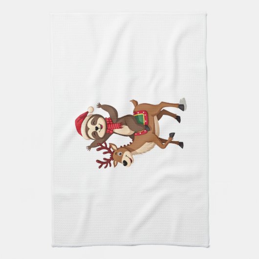 Alpaca Sloth Christmas (4) Theedoek (Verticaal)