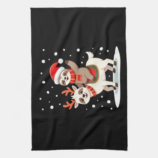 Alpaca Sloth Christmas (4) Theedoek (Verticaal)