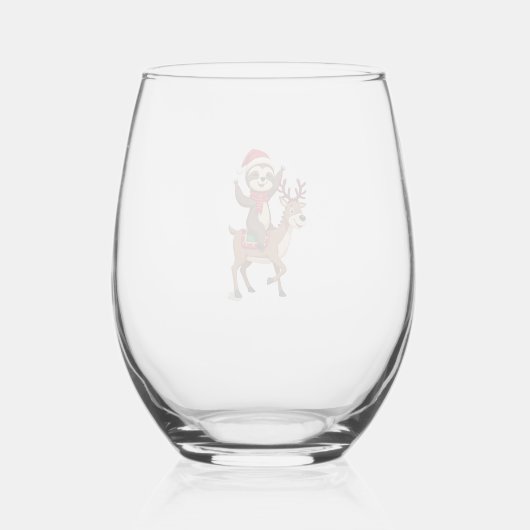 Alpaca Sloth Christmas (4) Wijnglas Zonder Voet (Achterkant)