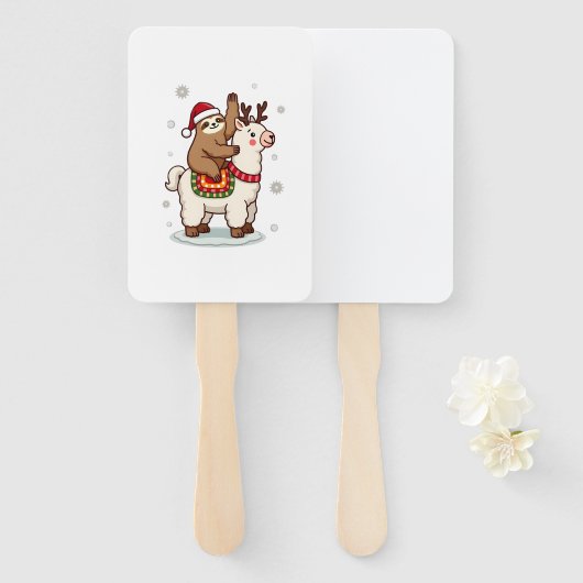 Alpaca Sloth Christmas Handwaaier (Voorkant en achterkant)