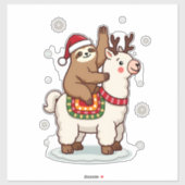 Alpaca Sloth Christmas Sticker (Vel)