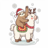 Alpaca Sloth Christmas Sticker (Voorkant)