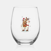 Alpaca Sloth Christmas Wijnglas Zonder Voet (Voorkant)