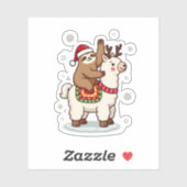 Alpaca Sloth Kerstmis Sticker (Vel)