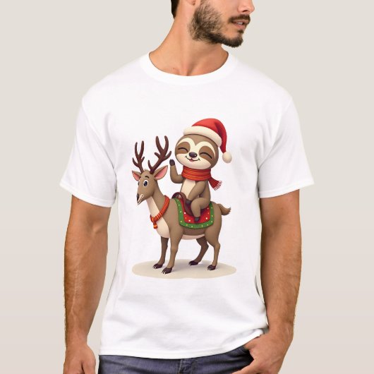 Alpaca Sloth Kerstmis T-shirt (Voorkant)