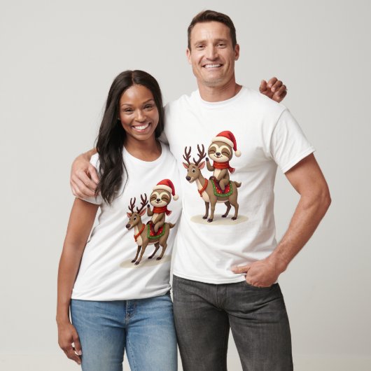 Alpaca Sloth Kerstmis T-shirt (Unisex)