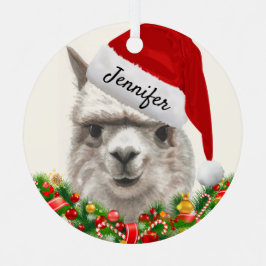 Alpaca Smile ADD NAME & YEAR Kerstmis Llama Metalen Ornament