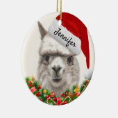 Alpaca Smile TOEVOEGEN NAAM EN kerstboom VAN JAAR Keramisch Ornament (Rechts)