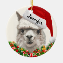 Alpaca Smile TOEVOEGEN NAAM EN kerstboom VAN JAAR