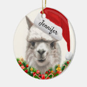 Alpaca Smile TOEVOEGEN NAAM EN kerstboom VAN JAAR Keramisch Ornament (Links)