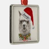 Alpaca Smiles ADD NAME Llama Christmas Tree Metalen Ornament (Rechts)