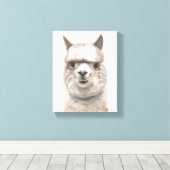 Alpaca Smiles Canvas Muurdecoratie Originele kunst Afdruk (Insitu (Houten vloer))