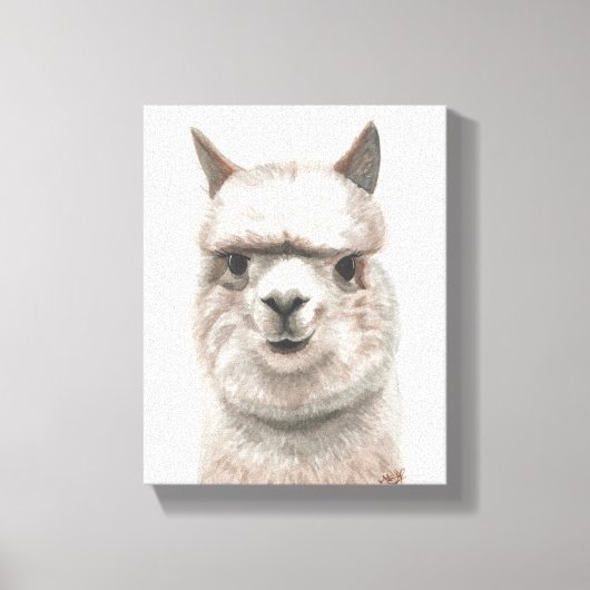 Alpaca Smiles Canvas Muurdecoratie Originele kunst Afdruk (Voorkant)