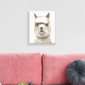 Alpaca Smiles Canvas Muurdecoratie Originele kunst Afdruk (Insitu (Woonkamer))
