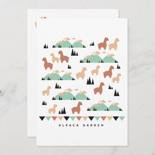 Alpaca Spring Garden T-shirt Bedankkaart (Voorkant / Achterkant)