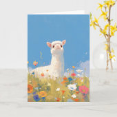Alpaca Springtime Serendipiteit Kaart (Gele Bloem)