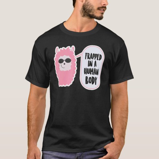 Alpaca   Sunglasses Alpaca in a Human Body T-shirt (Voorkant)