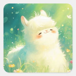 Alpaca Sunshine Escape Vierkante Sticker