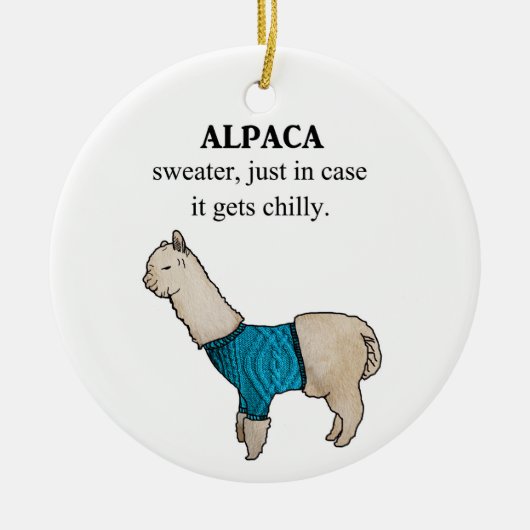 Alpaca Sweater in Hoesje krijgt het kinderlijk Keramisch Ornament (Voorkant)