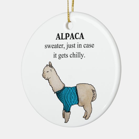 Alpaca Sweater in Hoesje krijgt het kinderlijk Keramisch Ornament (Links)