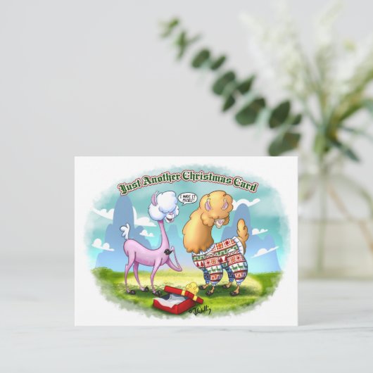 ALPACA SWEATER van Jeff Willis Art Feestdagenkaart (Staand voorkant)