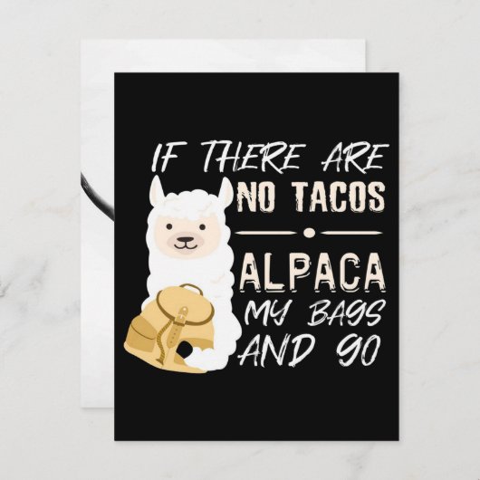 Alpaca Taco Tacos Alpaca Kaart (Voorkant / Achterkant)