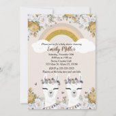 Alpaca Twins Baby shower Invitation Gold Kaart (Voorkant)