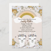 Alpaca Twins Baby shower Invitation Gold Kaart (Voorkant / Achterkant)