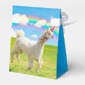 Alpaca Unicorn onder regenbooghemel Bedankdoosjes (Achterkant)