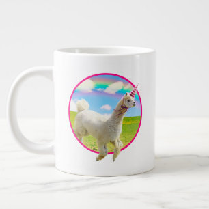 Alpaca Unicorn onder regenbooghemel Grote Koffiekop