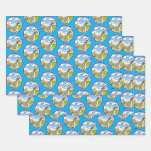 Alpaca Unicorn onder regenbooghemel Inpakpapier Vel (Set)