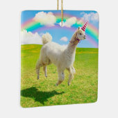 Alpaca Unicorn onder regenbooghemel Keramisch Ornament (Rechts)
