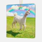 Alpaca Unicorn onder regenbooghemel Keramisch Ornament (Links)