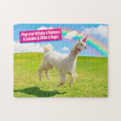 Alpaca Unicorn onder regenbooghemel Legpuzzel (Horizontaal)