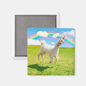 Alpaca Unicorn onder regenbooghemel Magneet (Voorkant / Achterkant)