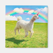 Alpaca Unicorn onder regenbooghemel Magneet (Voorkant)