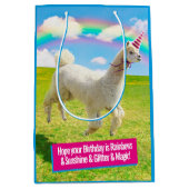 Alpaca Unicorn onder regenbooghemel Medium Cadeauzakje (Voorkant)