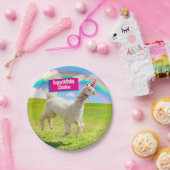 Alpaca Unicorn onder regenbooghemel Papieren Bordje (Feest)