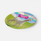 Alpaca Unicorn onder regenbooghemel Papieren Bordje (Gekanteld)