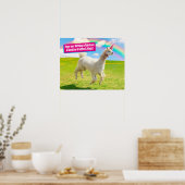 Alpaca Unicorn onder regenbooghemel Poster (Keuken)