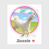Alpaca Unicorn onder regenbooghemel Sticker (Vel)